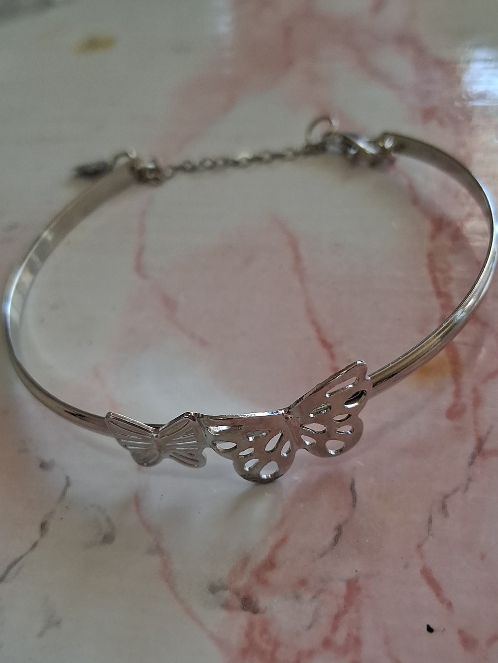 Source Unknown Silver Butterfly Bangle Bracelet